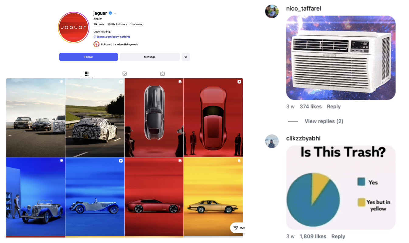 Jaguar’s rebrand shown on Instagram